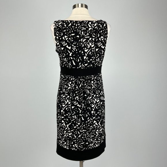 Michael Kors Black White Geometric Print Sleeveless Drape Neck Dress size Medium - Picture 7 of 10